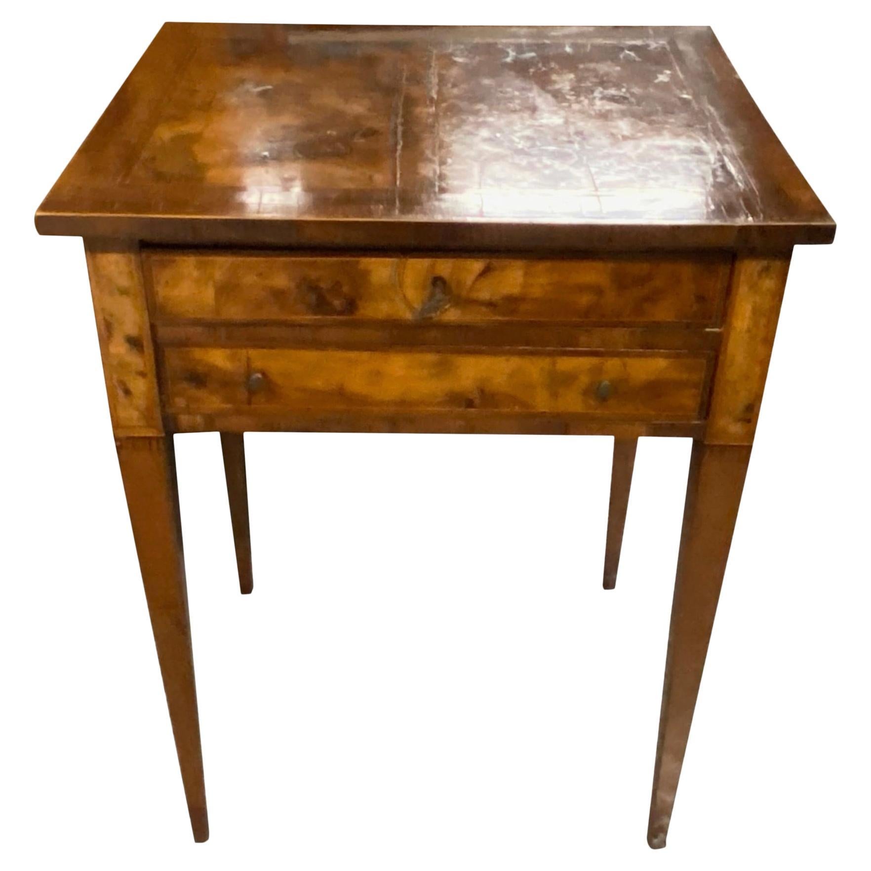 Hepplewhite Side Table with Burled Wood Top For Sale