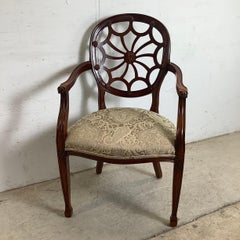 Hepplewhite Spider Back Mahogany Armchair, Paisley Upholstery, Late 20th Century