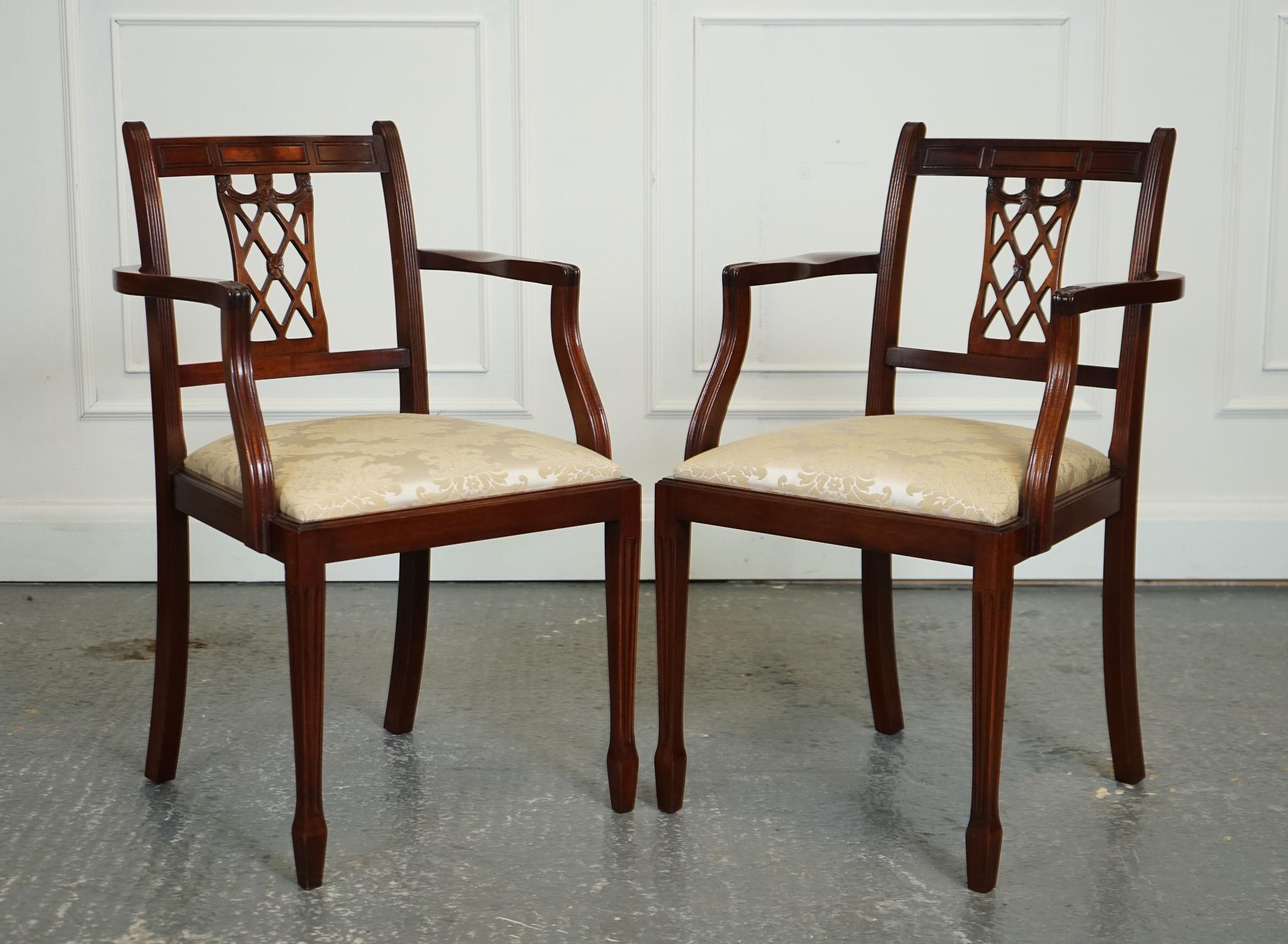 HEPPLEWHITE STYLE BEVAN FUNNELL SET OF 5 DINING CHAiRS CREAM UPHOLSTERED SEATS For Sale 2