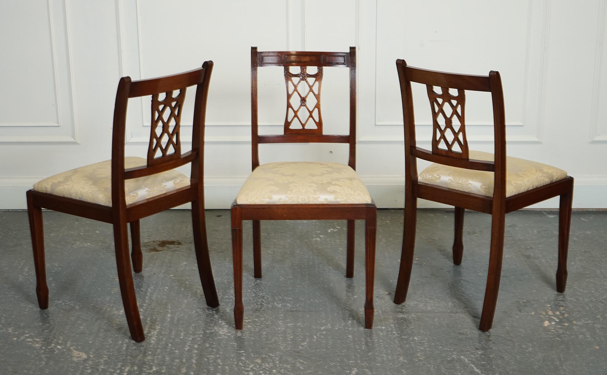 British HEPPLEWHITE STYLE BEVAN FUNNELL SET OF 5 DINING CHAiRS CREAM UPHOLSTERED SEATS For Sale