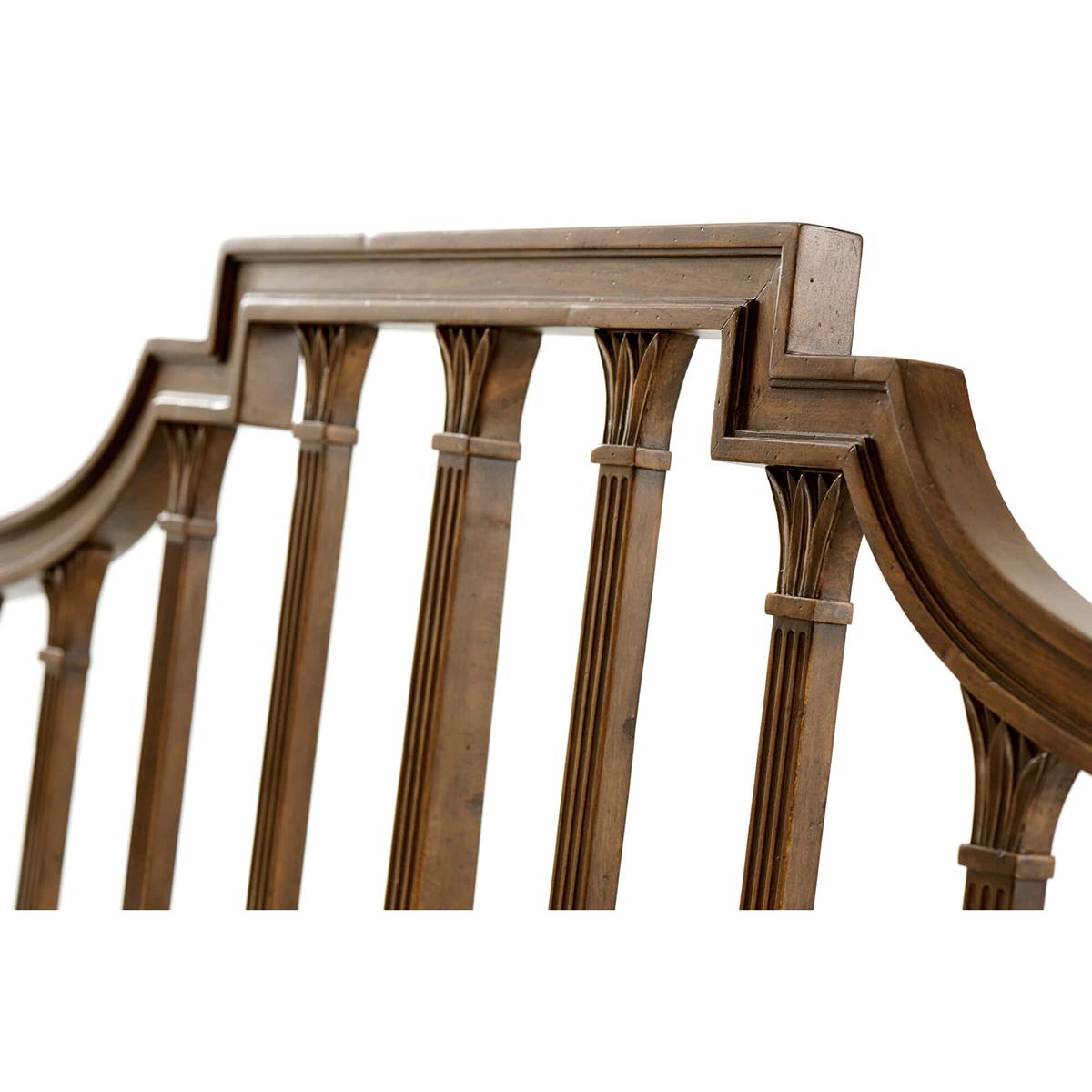 Vietnamese Hepplewhite Style Carved Bench For Sale