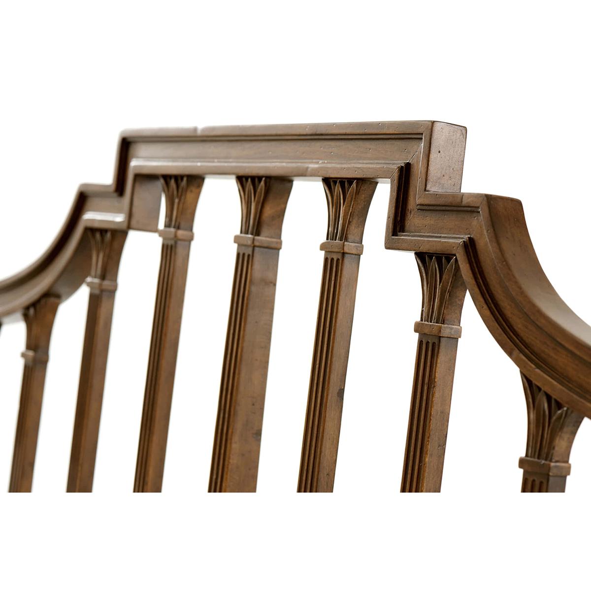Vietnamese Hepplewhite Style Carved Bench