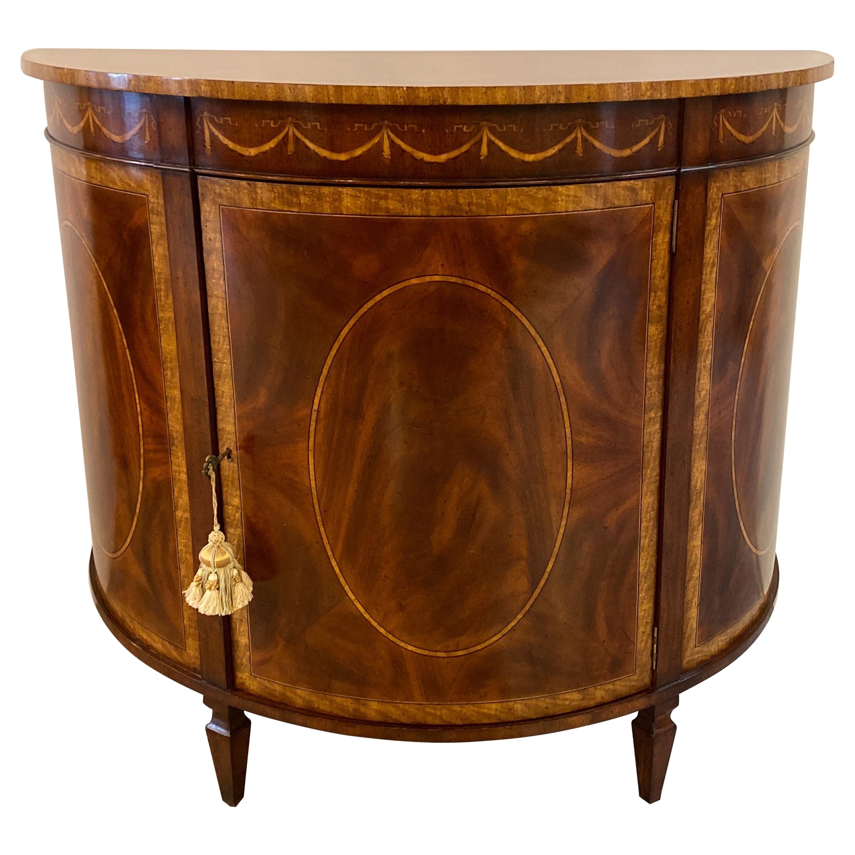 Hepplewhite Style Demilune Commode with Satinwood Inlay