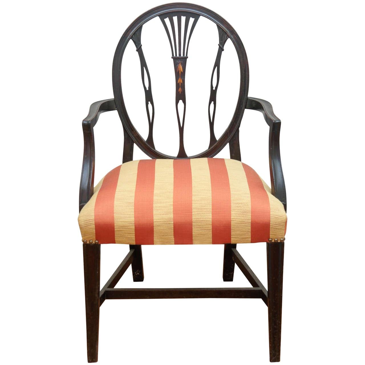 Hepplewhite-Style Ebonized Open-Armed Chair For Sale