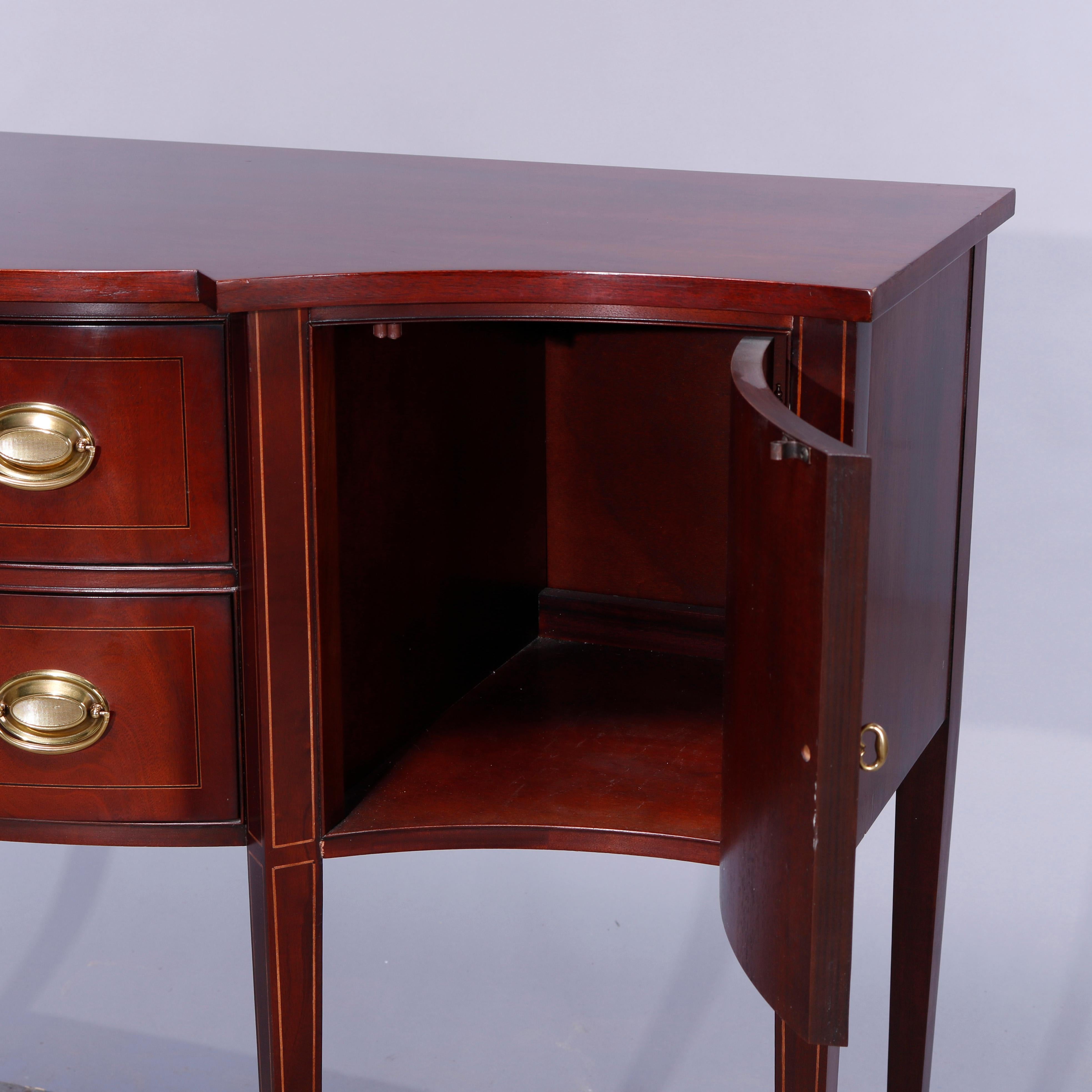 20th Century Hepplewhite Style Hickory Chair Inlaid Mahogany Silver Server Sideboard 20th C