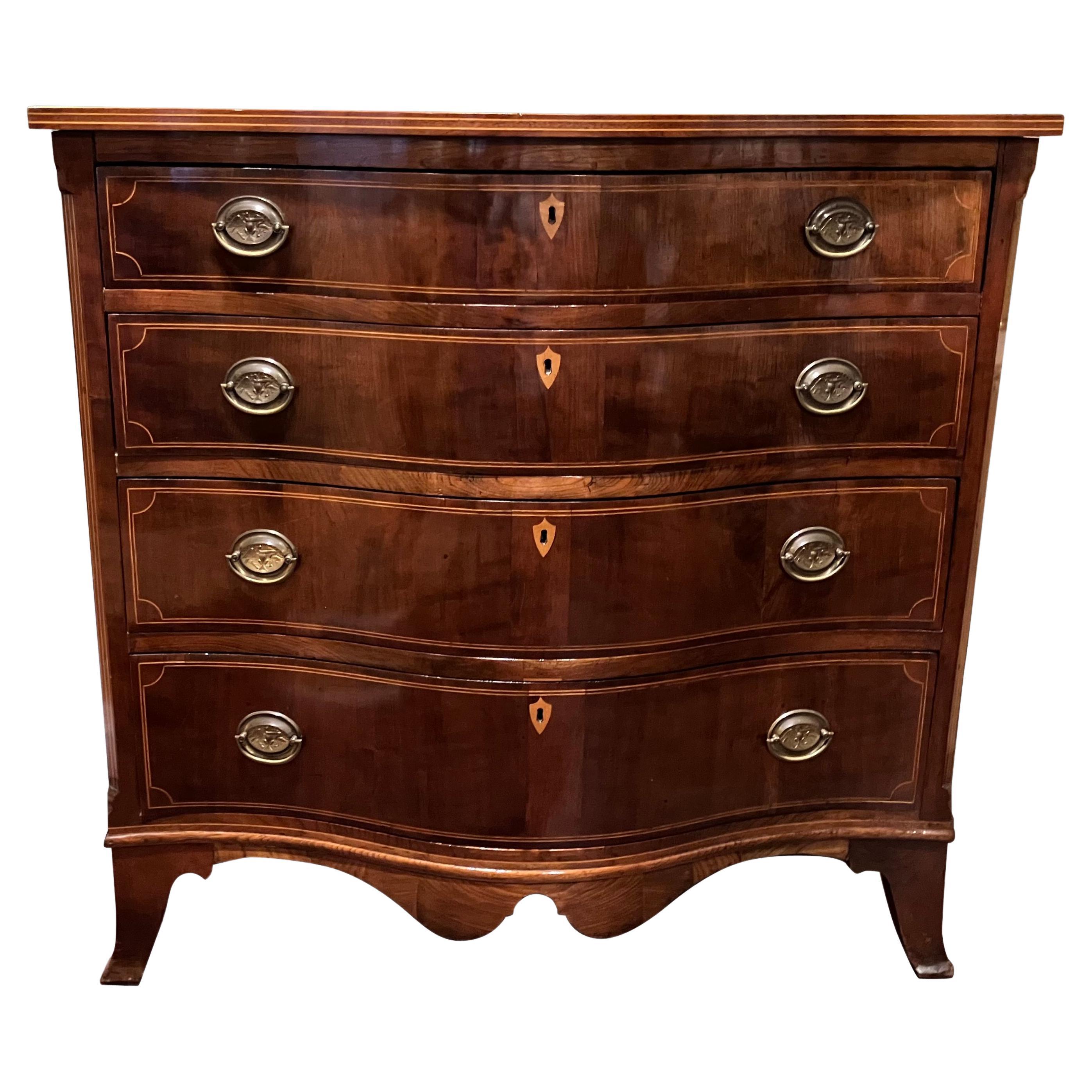 Hepplewhite Style Inlaid Mahogany Serpentine Chest of Drawers For Sale