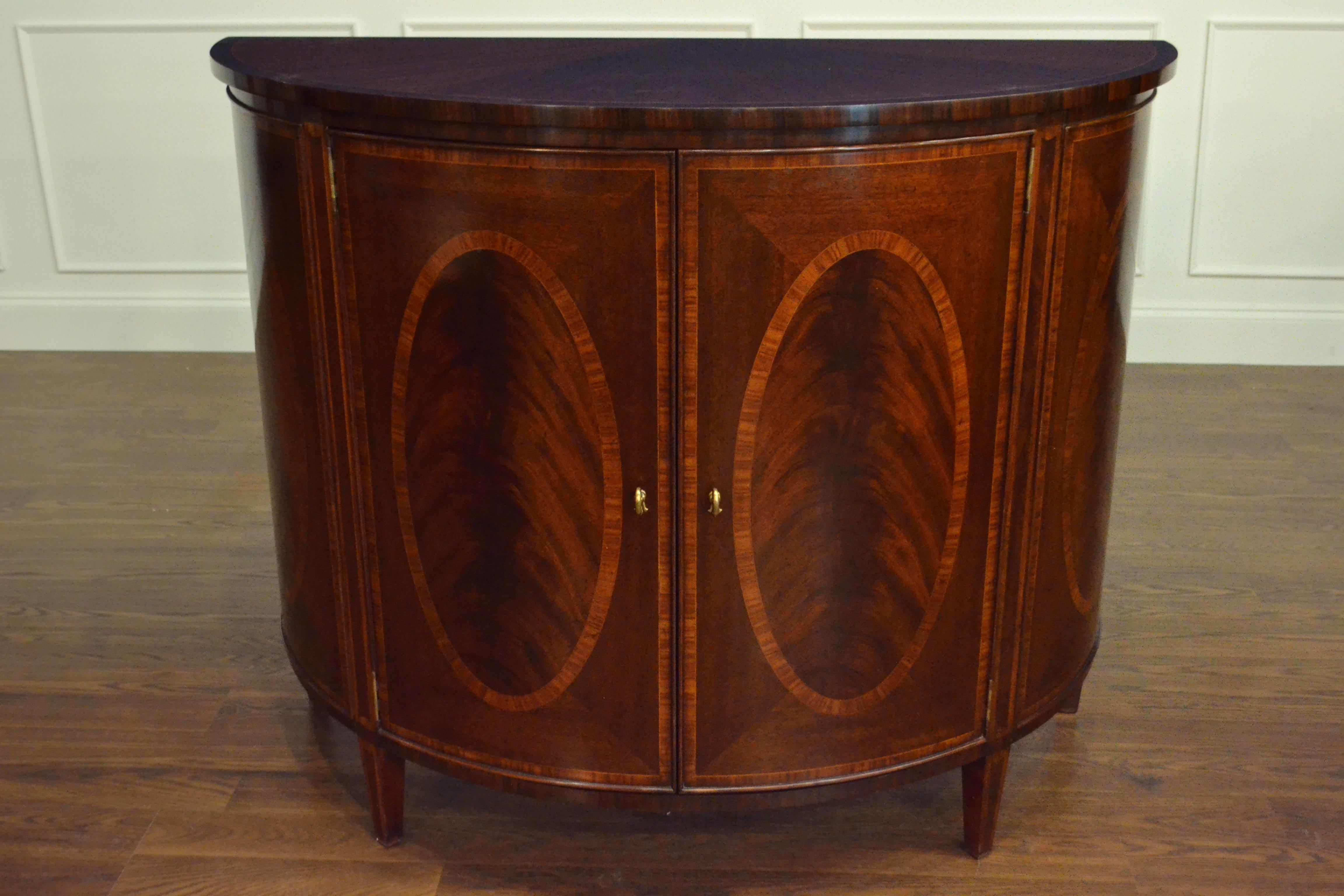 American Hepplewhite Style Mahogany Demilune Cabinet by Leighton Hall For Sale
