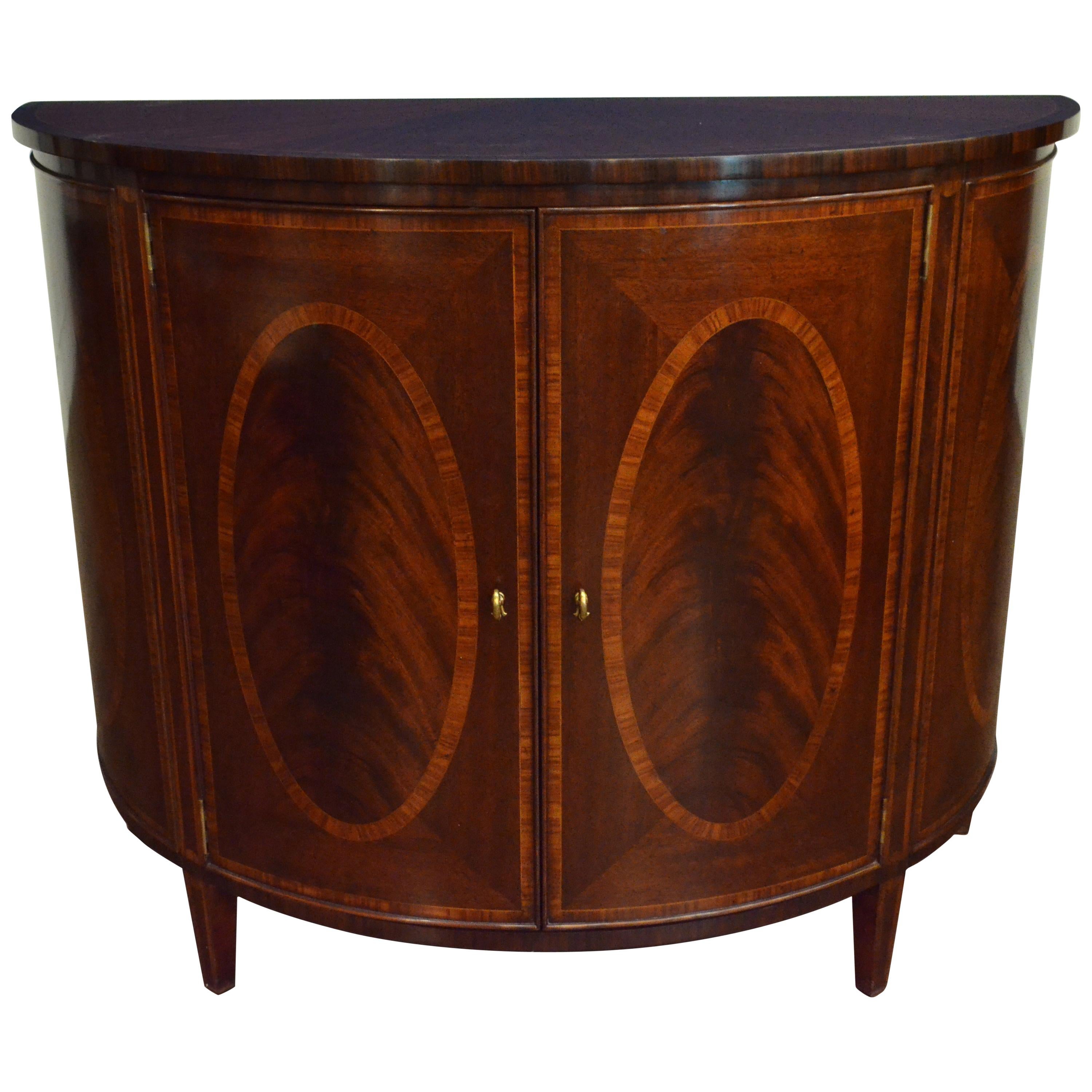 Hepplewhite Style Mahogany Demilune Cabinet by Leighton Hall For Sale