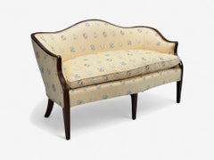 Hepplewhite Style, Mahogany, Scalamandre Upholstery, Loveseat, 1930s
