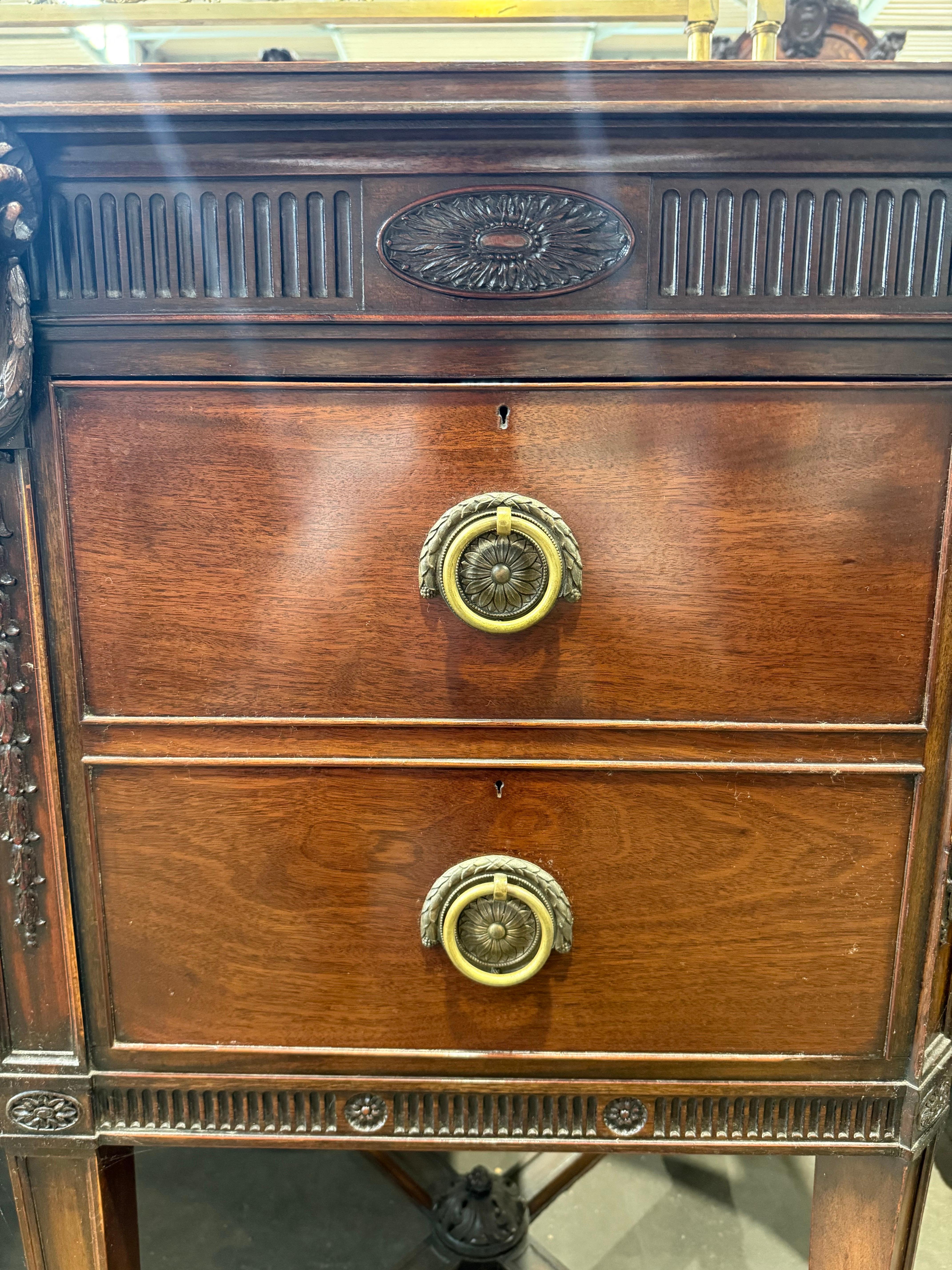 Hepplewhite-Style Mahogany Sideboard with Brass Gallery For Sale 1