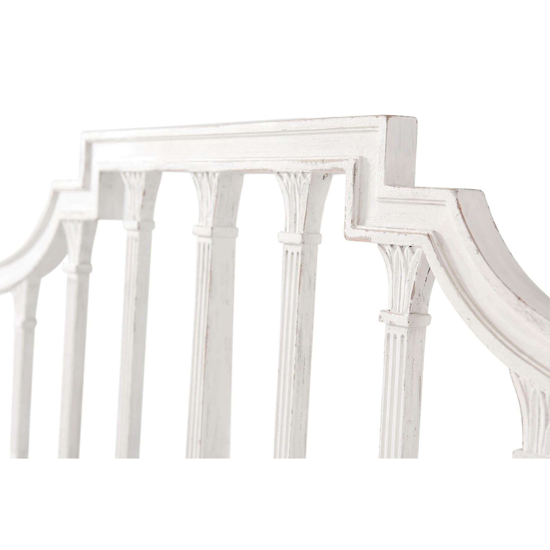 Contemporary Hepplewhite Style Painted Bench For Sale