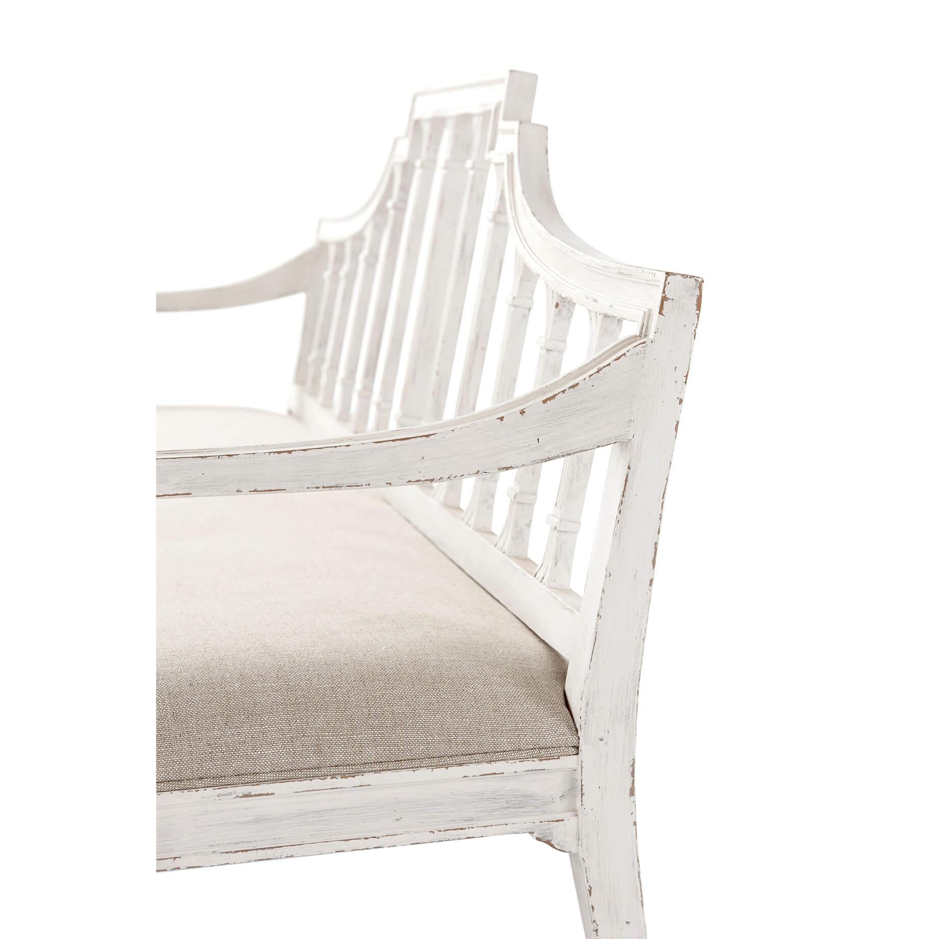Wood Hepplewhite Style Painted Bench For Sale
