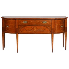 Hepplewhite Style Plum Pudding Mahogany and Satinwood Inlay Sideboard