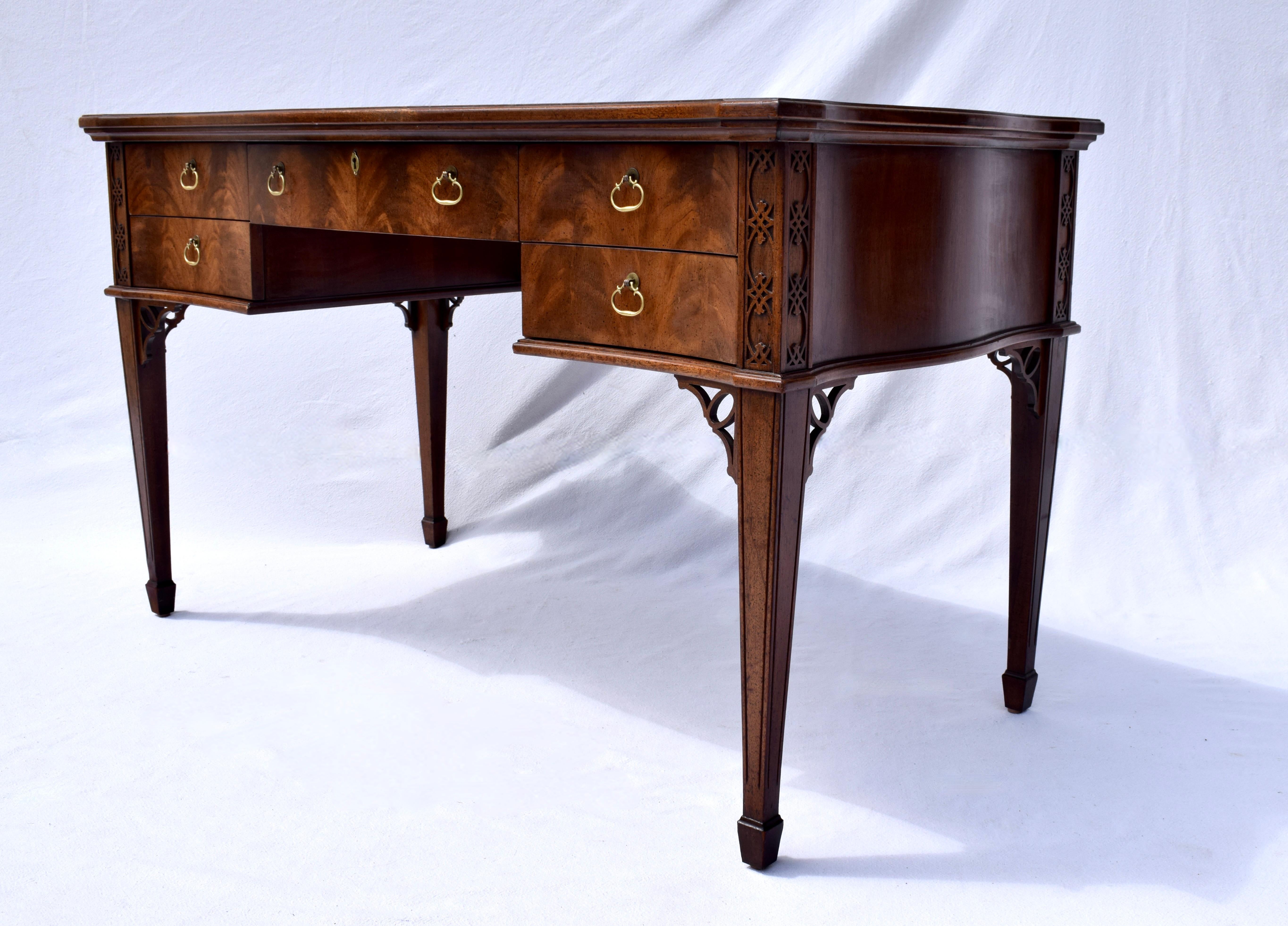 Hepplewhite Style Serpentine Leather Top Writing Desk 2