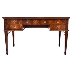 Hepplewhite Style Serpentine Leather Top Writing Desk
