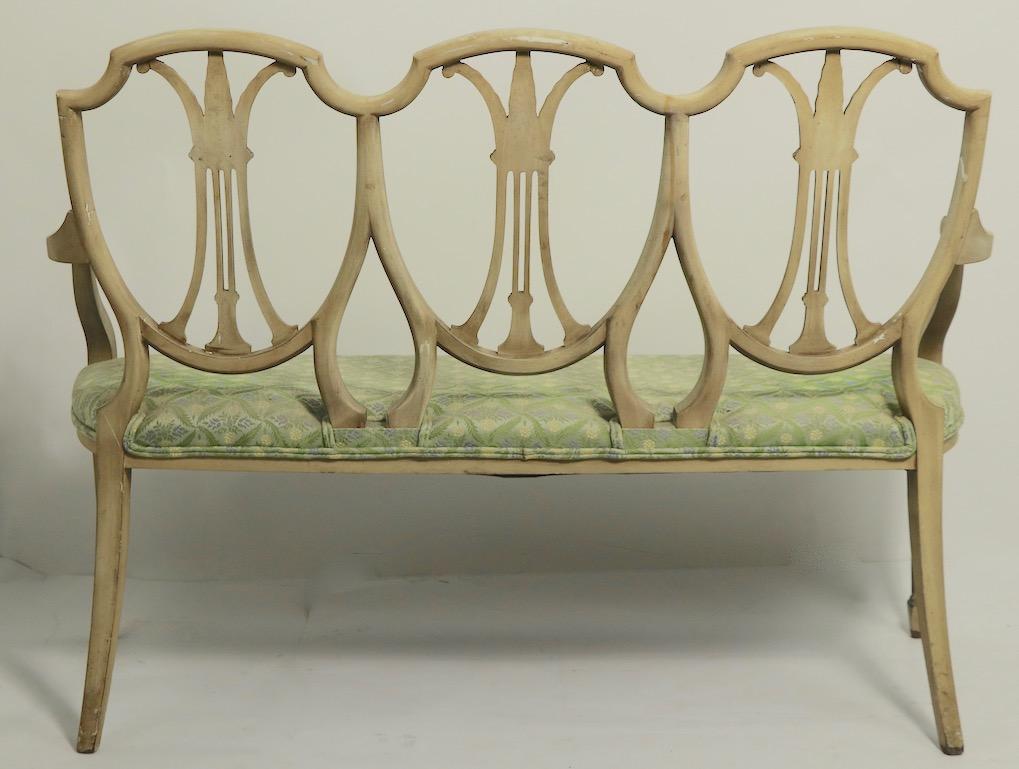 Hepplewhite Style Settee in Decorative Paint Finish For Sale 9