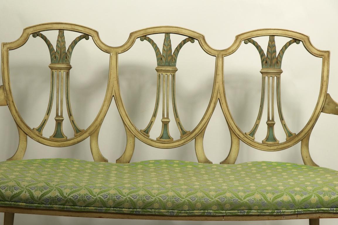 American Hepplewhite Style Settee in Decorative Paint Finish For Sale
