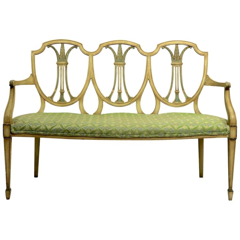 Hepplewhite Style Settee in Decorative Paint Finish For Sale at 1stDibs | hepplewhite  settee