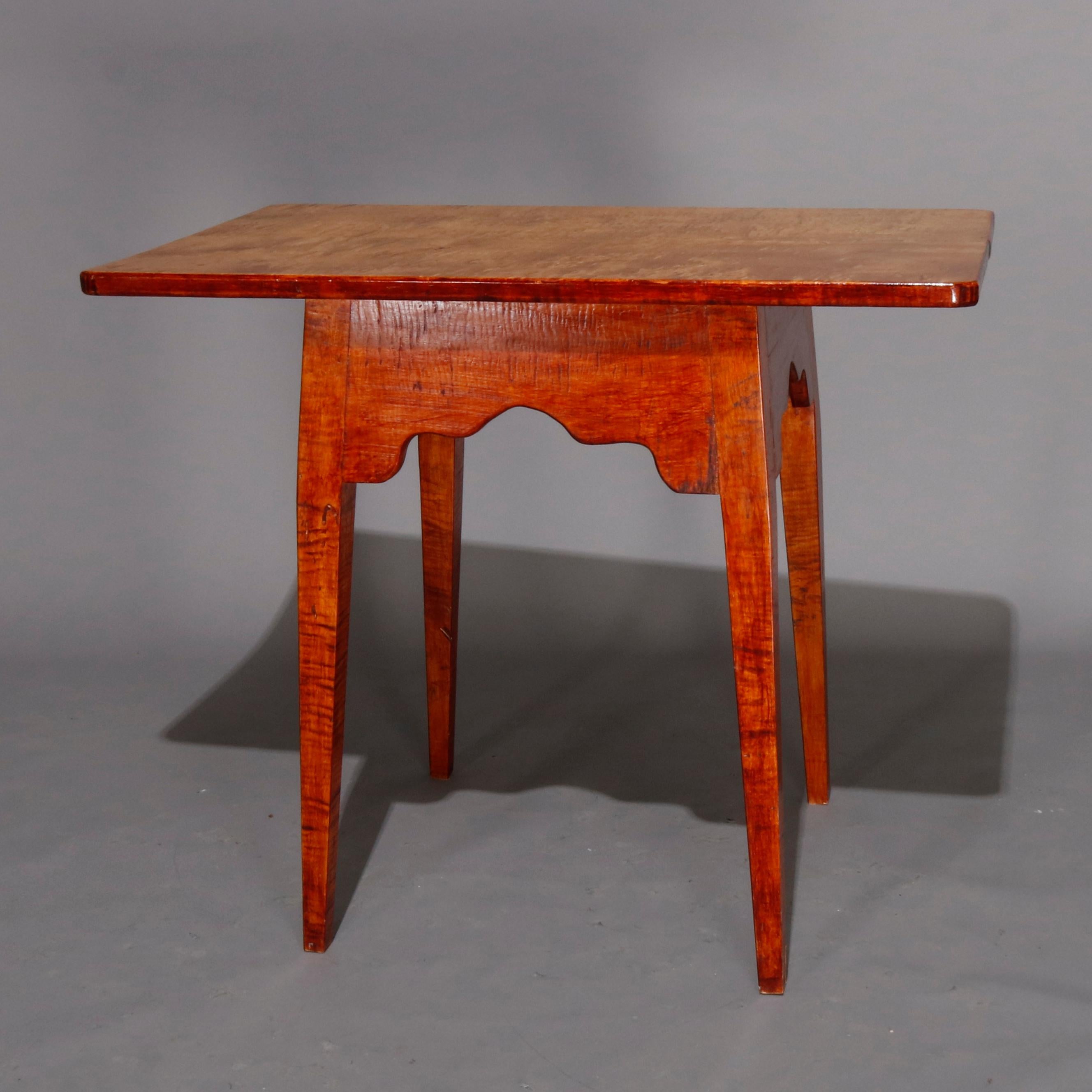 American Hepplewhite Style Tiger and Birds Eye Maple Work Table, 20th Century