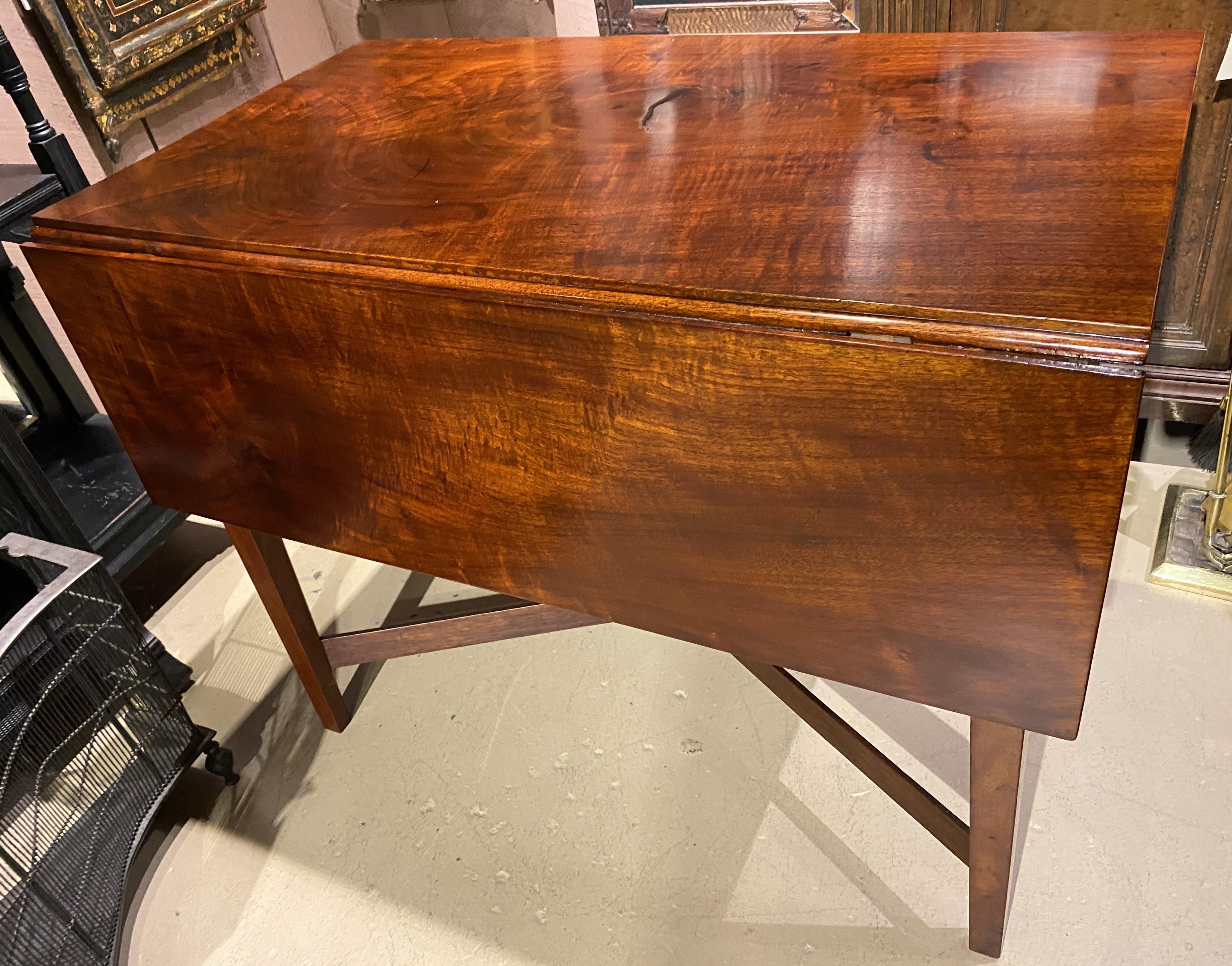 Hepplewhite Walnut Pembroke Drop Leaf Table with Cross X Stretchers 2