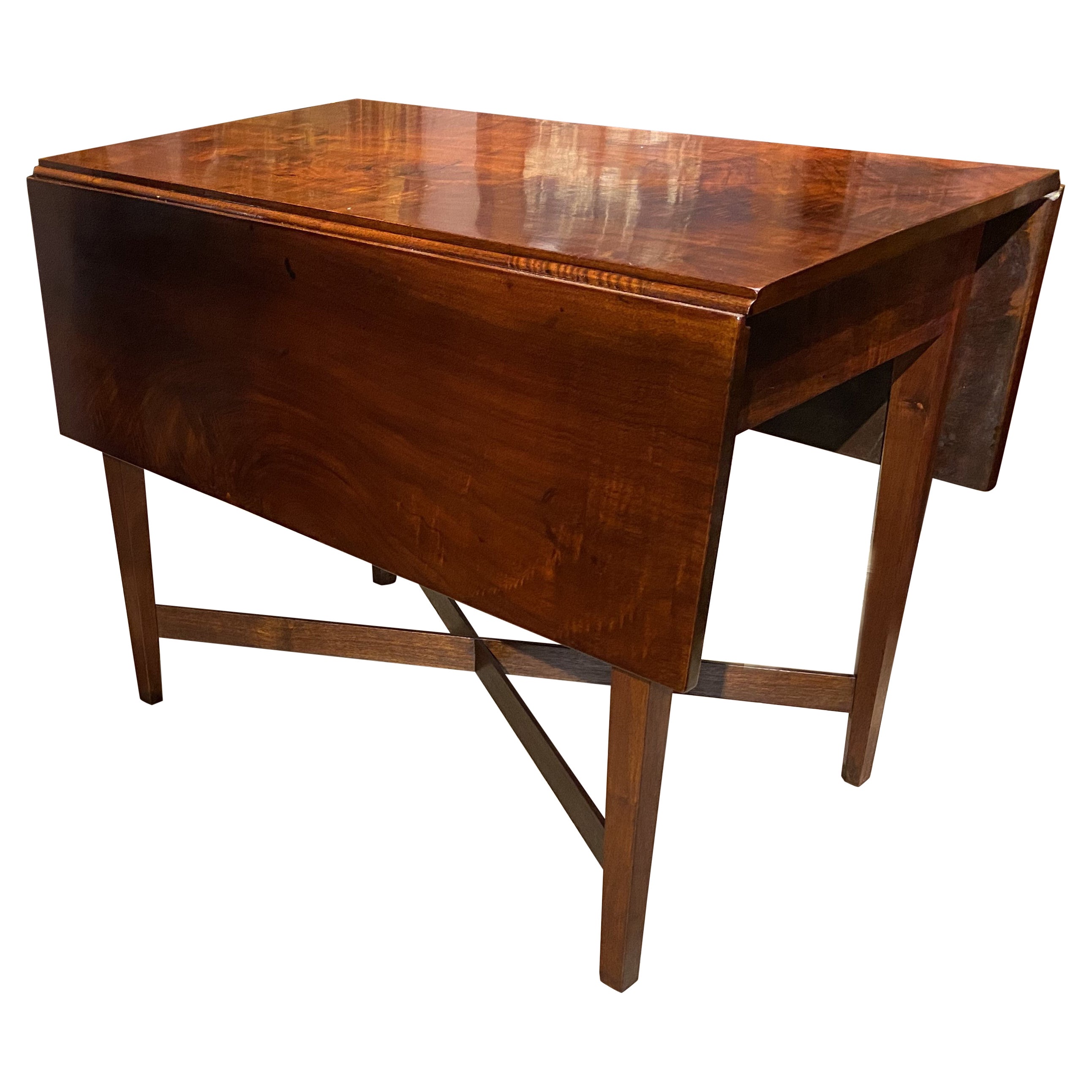 Hepplewhite Walnut Pembroke Drop Leaf Table with Cross X Stretchers