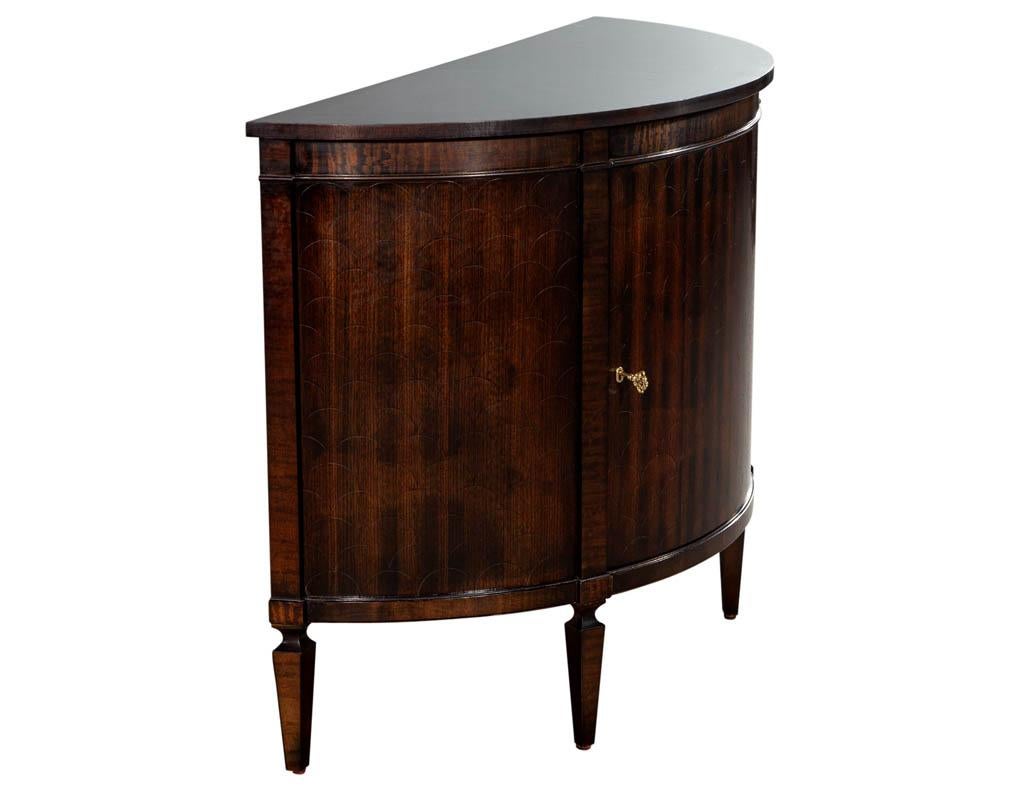 Hepplewhite Zebrano Demi Lune Commode Chest For Sale 4