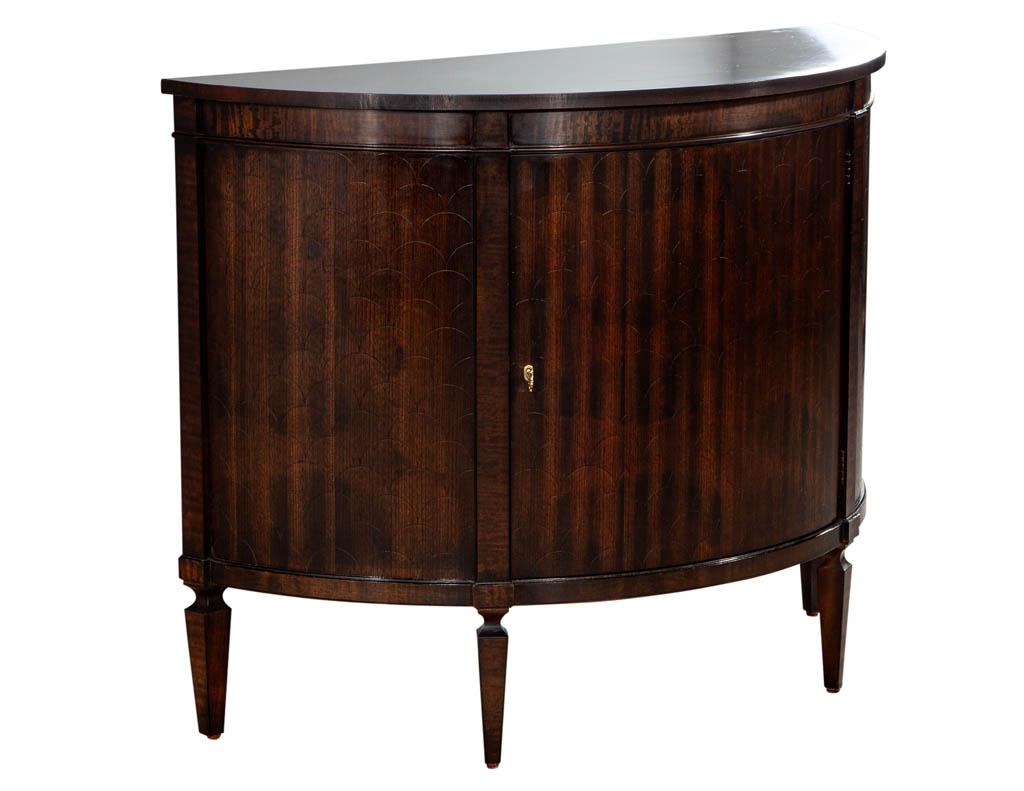 Hepplewhite Zebrano Demi Lune Commode Chest For Sale 5