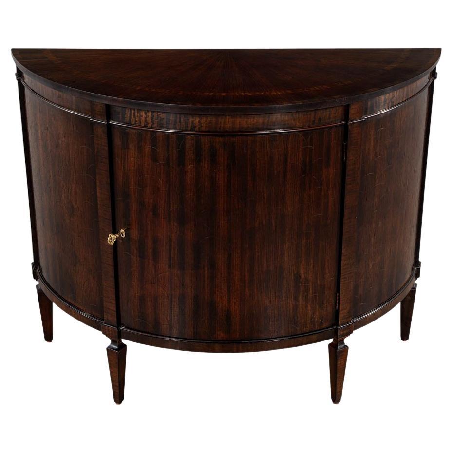 Hepplewhite Zebrano Demi Lune Commode Chest For Sale