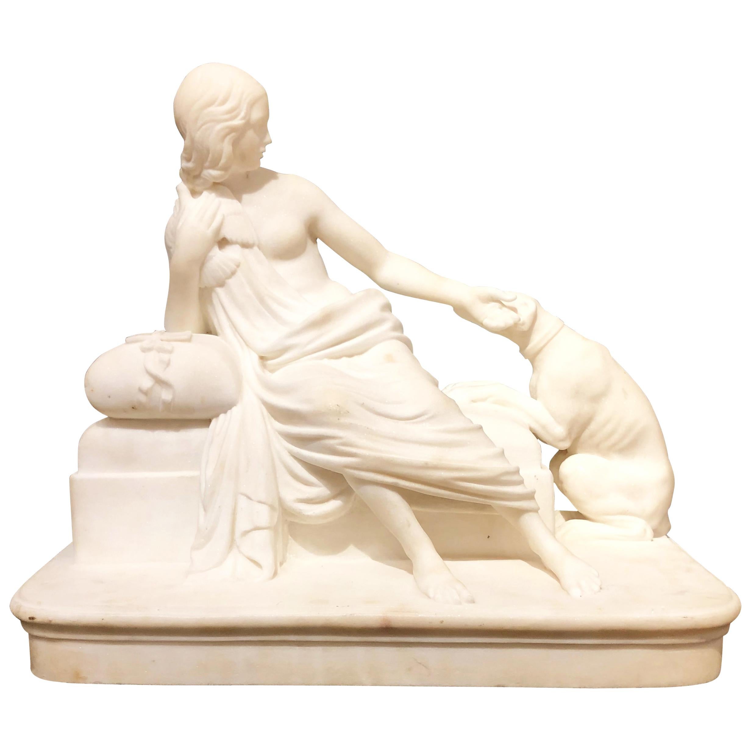 "Her Faithful Companion" Marble Sculpture by Holme Cardwell