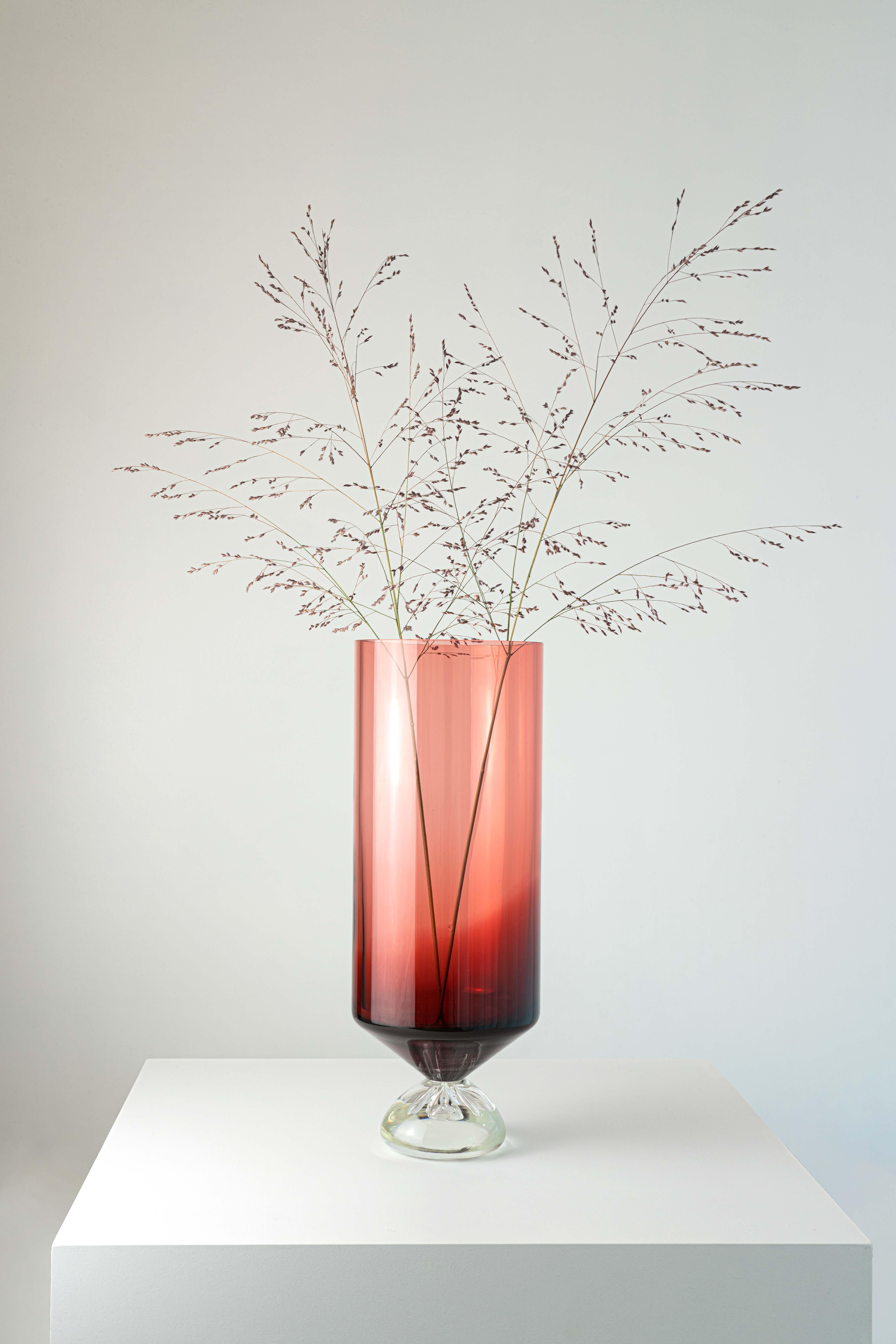 Hand-Crafted Handblown colored glass 'Her Masters Voice' Vase #2 by Selma Hamstra For Sale
