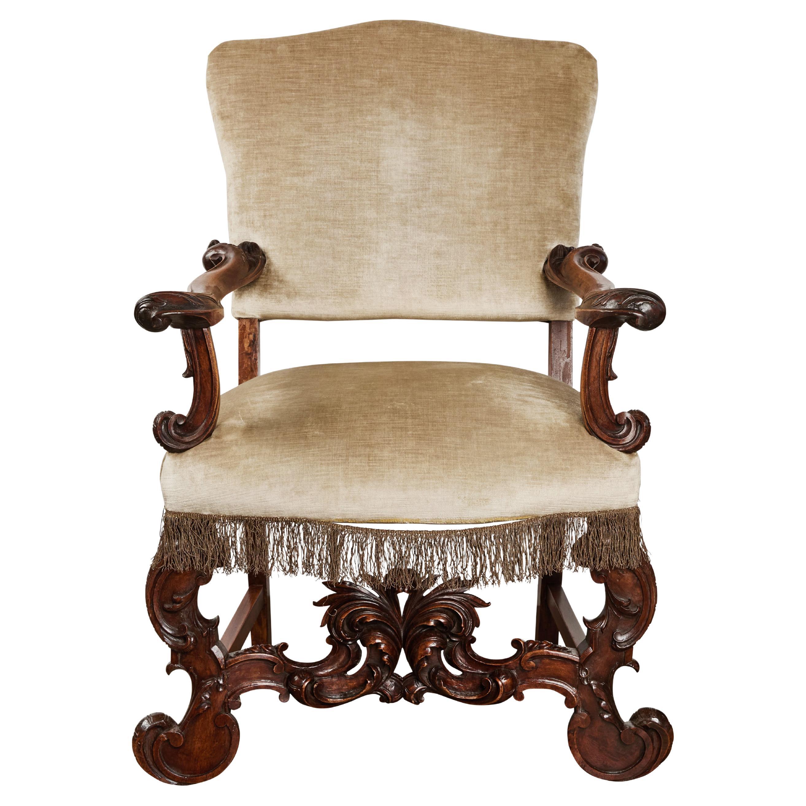 "Her" Venetian Walnut Arm Chair For Sale