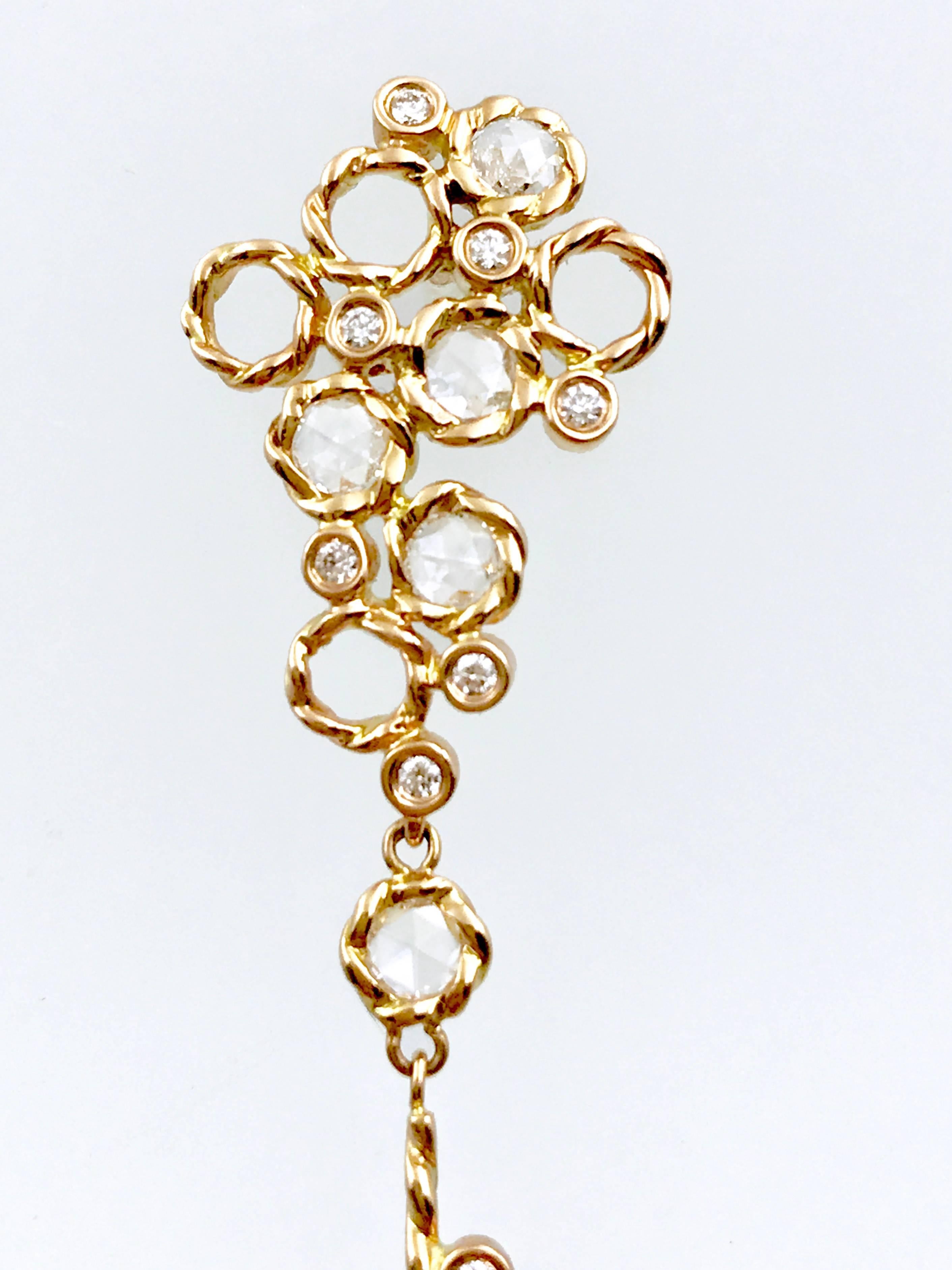 Rose Cut Hera 18k Rose-Cut Diamond Cluster Earrings   For Sale