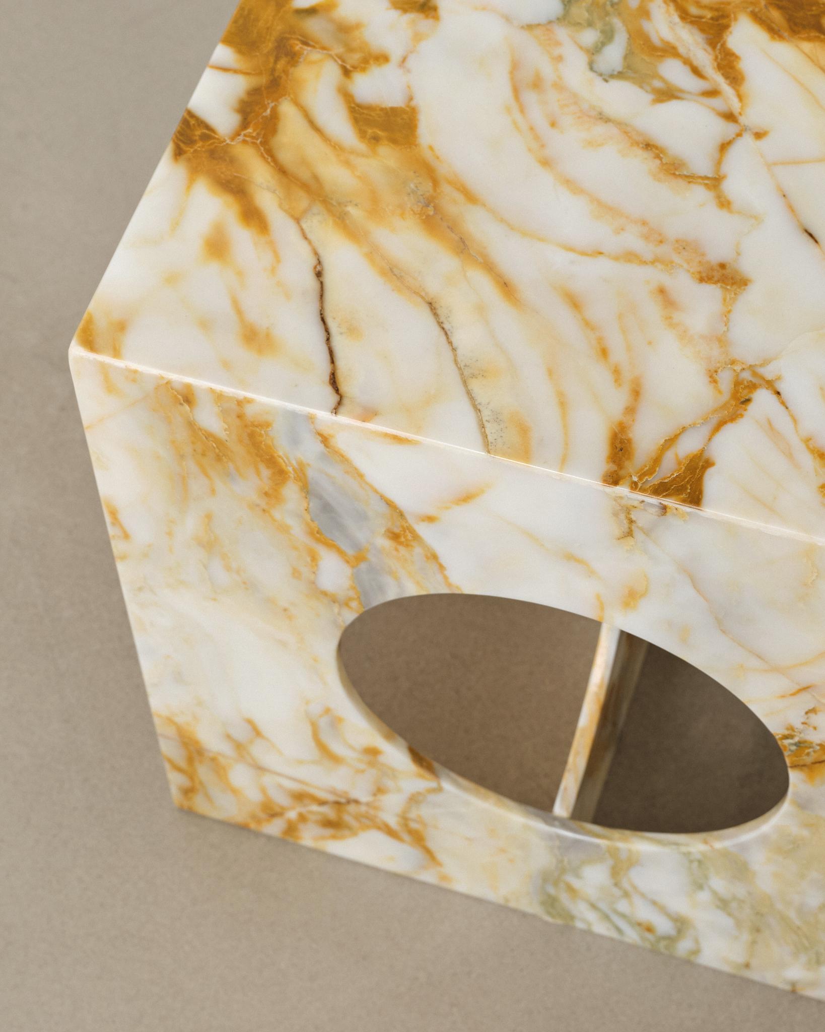 Hera Coffee Table in Sky Blue Marble by Studio Mohs For Sale 3