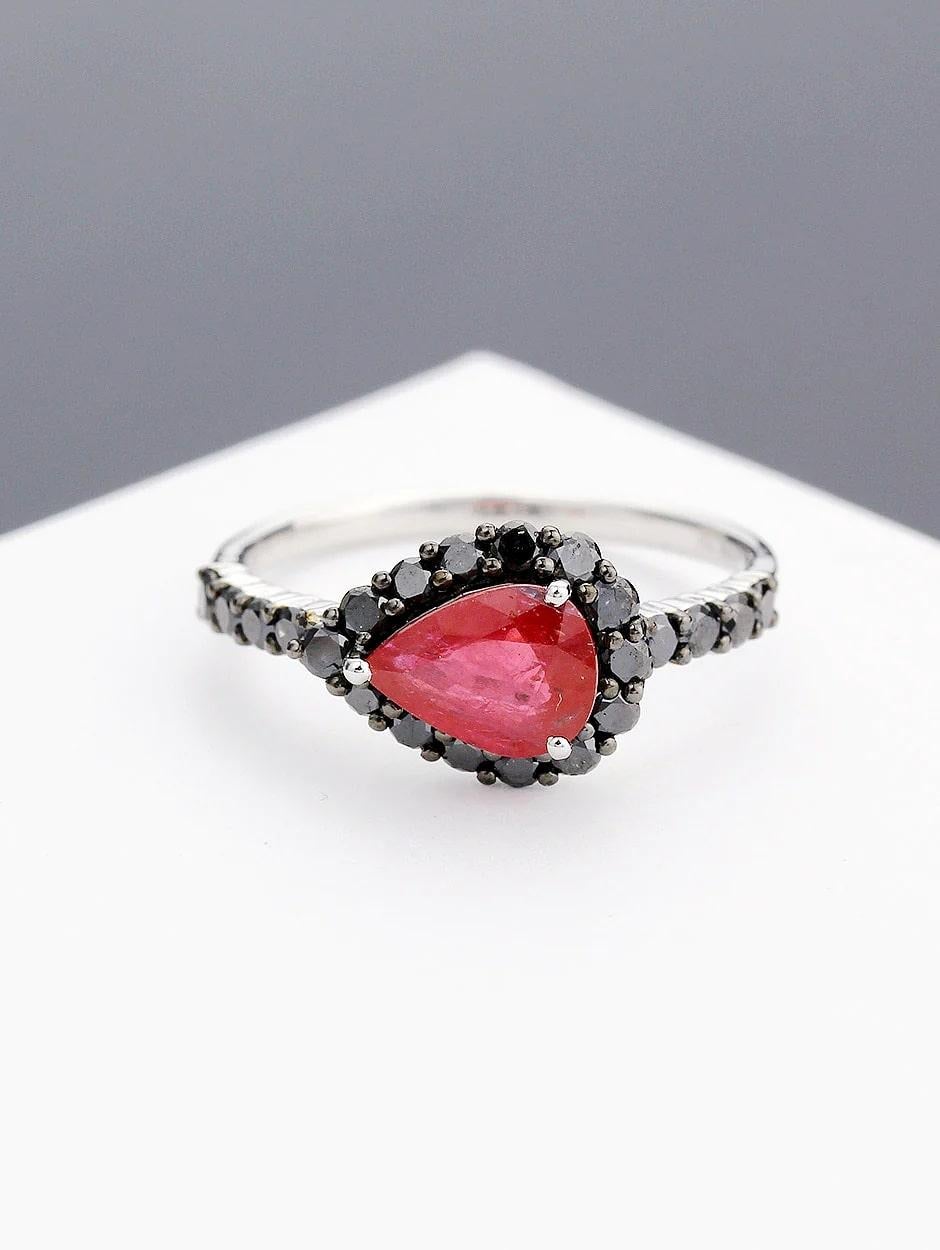 For Sale:  Hera Firey Ruby-1 Tear Black Diamond Ring 2