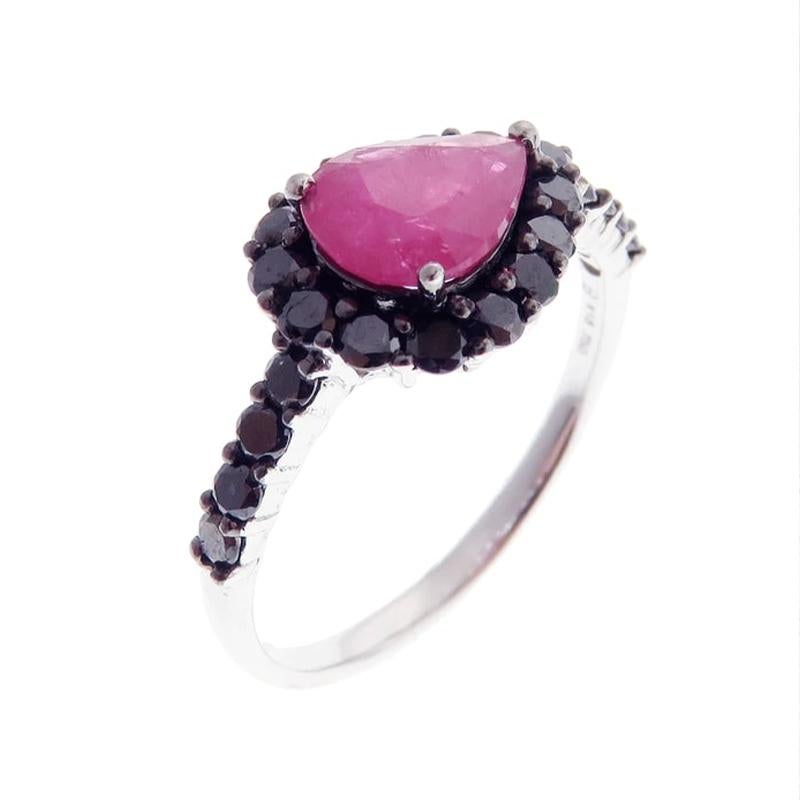 For Sale:  Hera Firey Ruby-1 Tear Black Diamond Ring 3