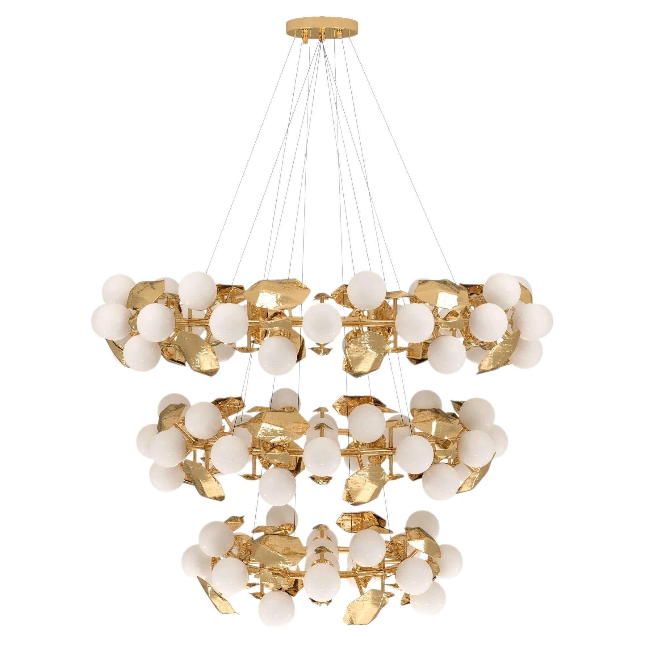 Boca do Lobo Hera Round III Suspension Lamp in Brass and Glass
