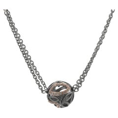 Hera Collier station en argent sterling et or rose 18 carats avec boule de feuille de diamants