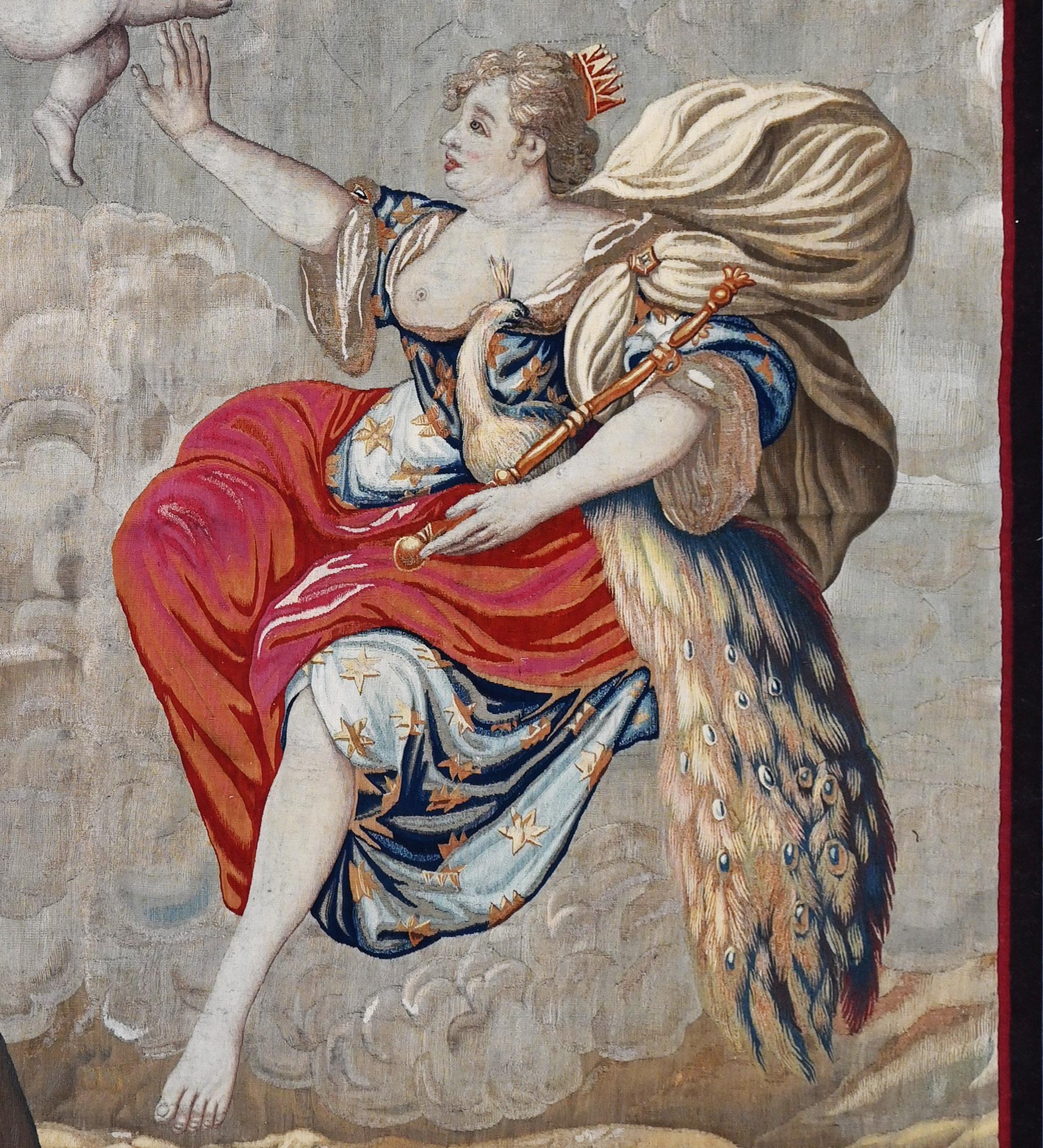 Hera, die furchterregende Königin des Olymps, Wandteppich Brüssel 18., 183Lx287H cm (Französische Provence) im Angebot