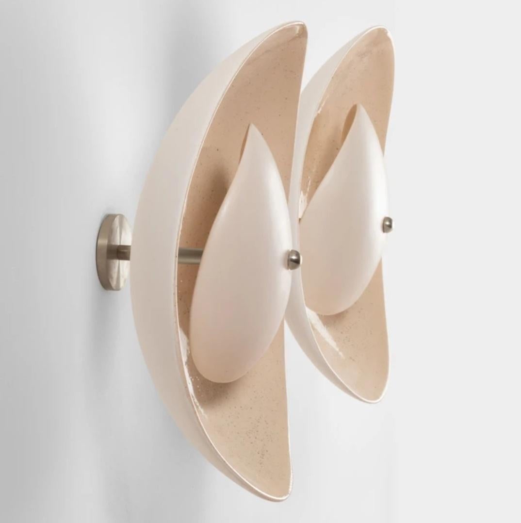 Contemporary Textured Sculptural Ceramic & Brass Sconces by Elsa Foulon For Sale 11