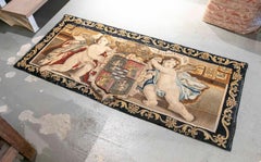 Heraldic Brussels Tapestry with Angels and Shield Dated 1666 and Signed