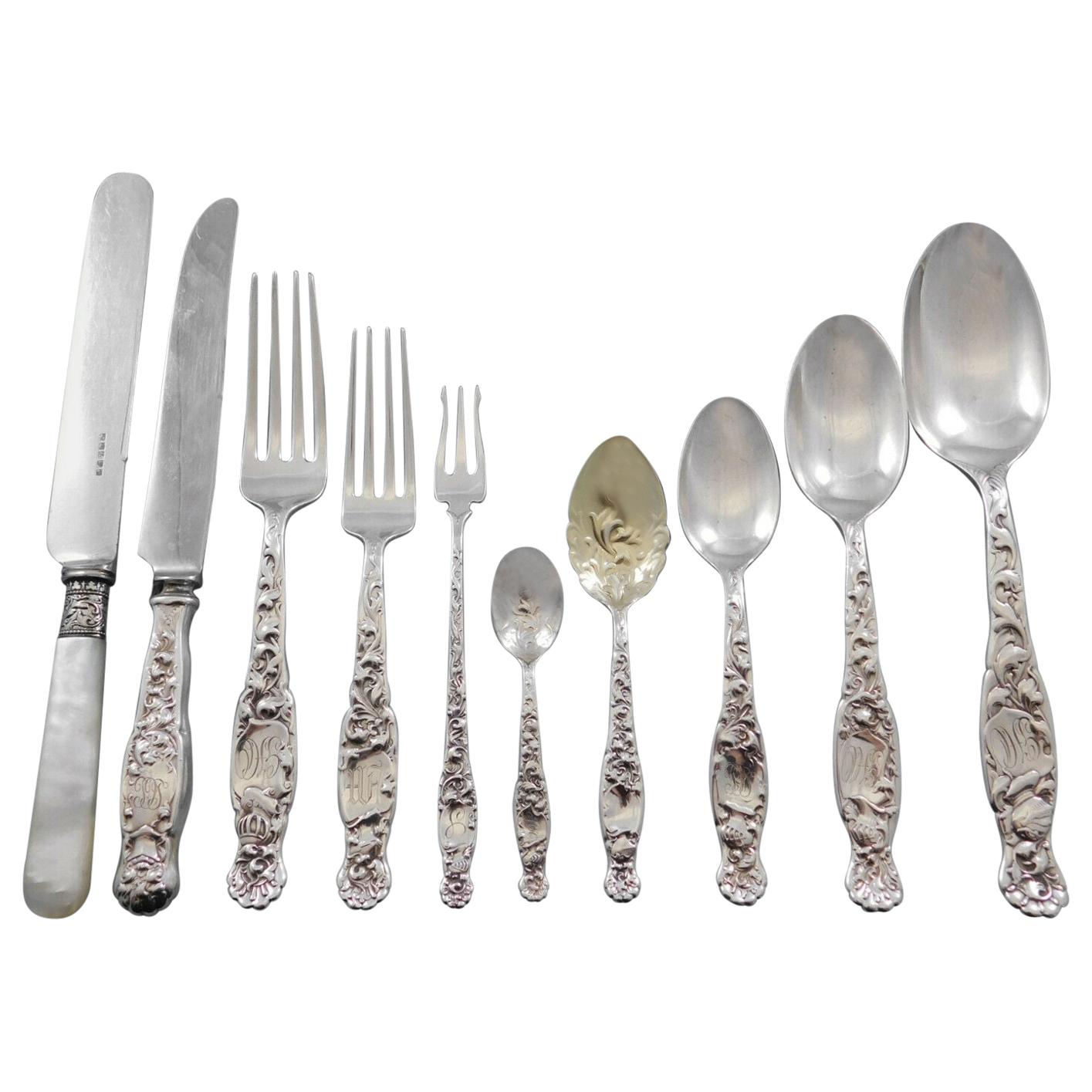 Heraldic by Whiting Sterling Silver Flatware Set 12 Service 135 Pieces Dinner