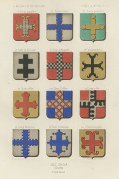 Heraldic Crosses Continued, Antique Chromolithograph, Lacroix, 1851