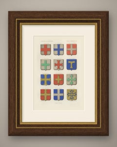 Heraldic Crosses, Twelve Forms, Antique Chromolithograph, 1851