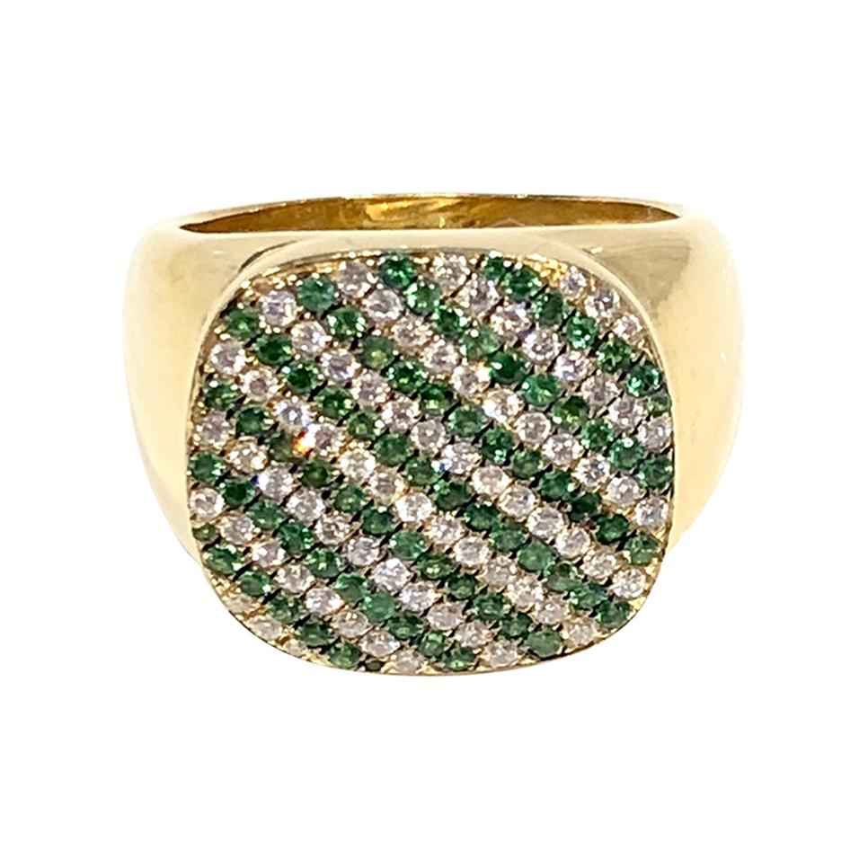 Heraldischer Siegelring mit Diamant und Tsavorit von Martyn Lawrence Bullard