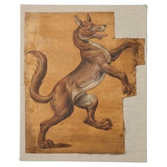 Heraldic Dog 19th Century Oil Painting on Canvas
