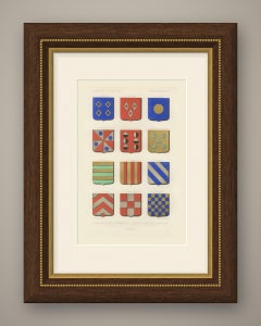 Heraldic Figures and Secant Partitions, Antique Print, 1851
