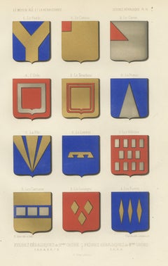 Heraldic Figures of the Second and Third Order, Antique Print, 1851
