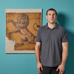 Heraldischer Löwe, Ölgemälde auf Leinwand, 19. Jahrhundert