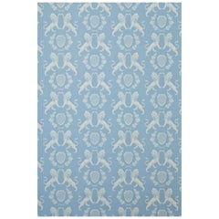 'Heraldic Lion' Contemporary, Traditional Wallpaper in Wedgewood Blue