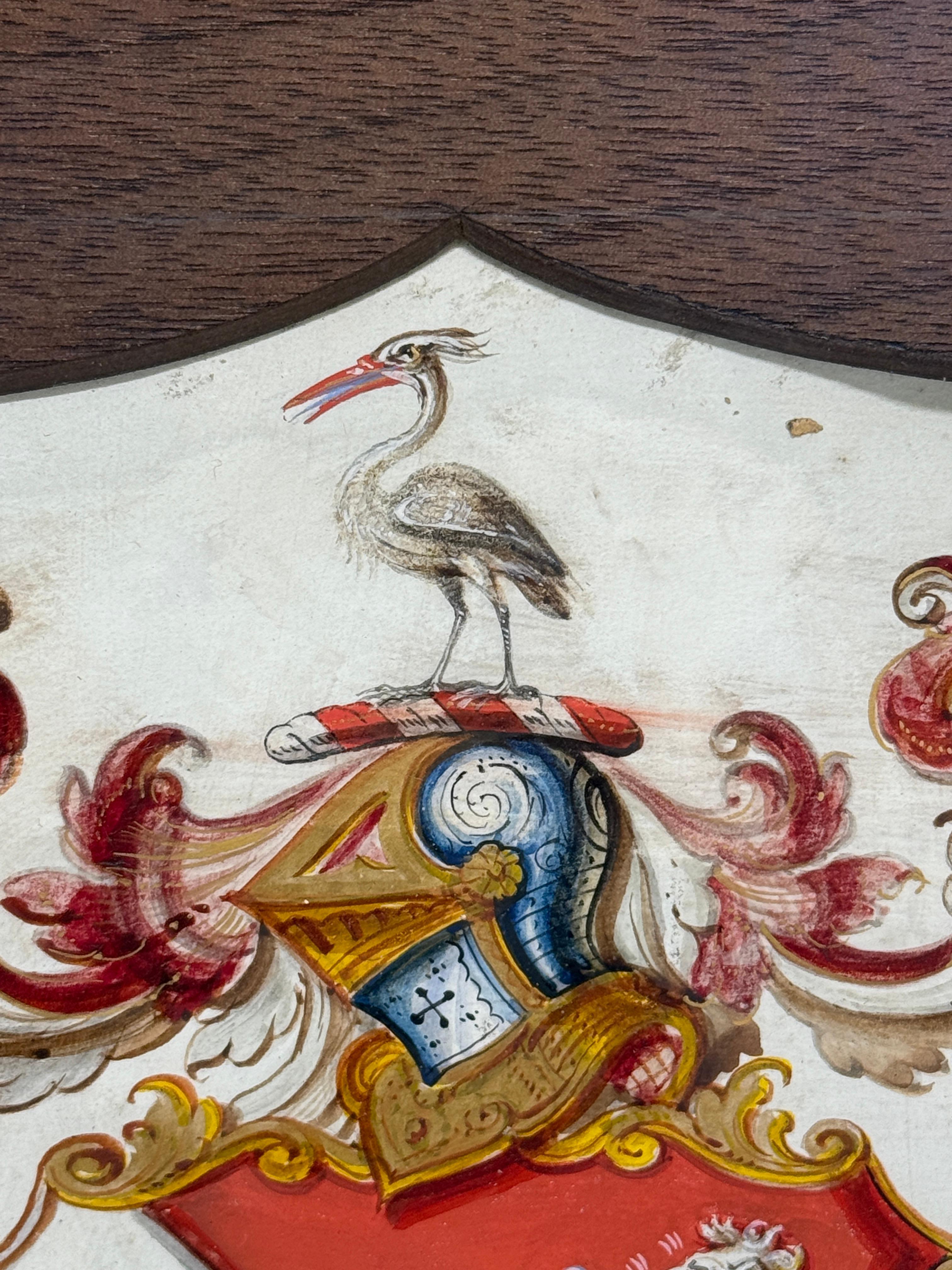 Heraldisches Schildgemälde auf Vellum, Motto 